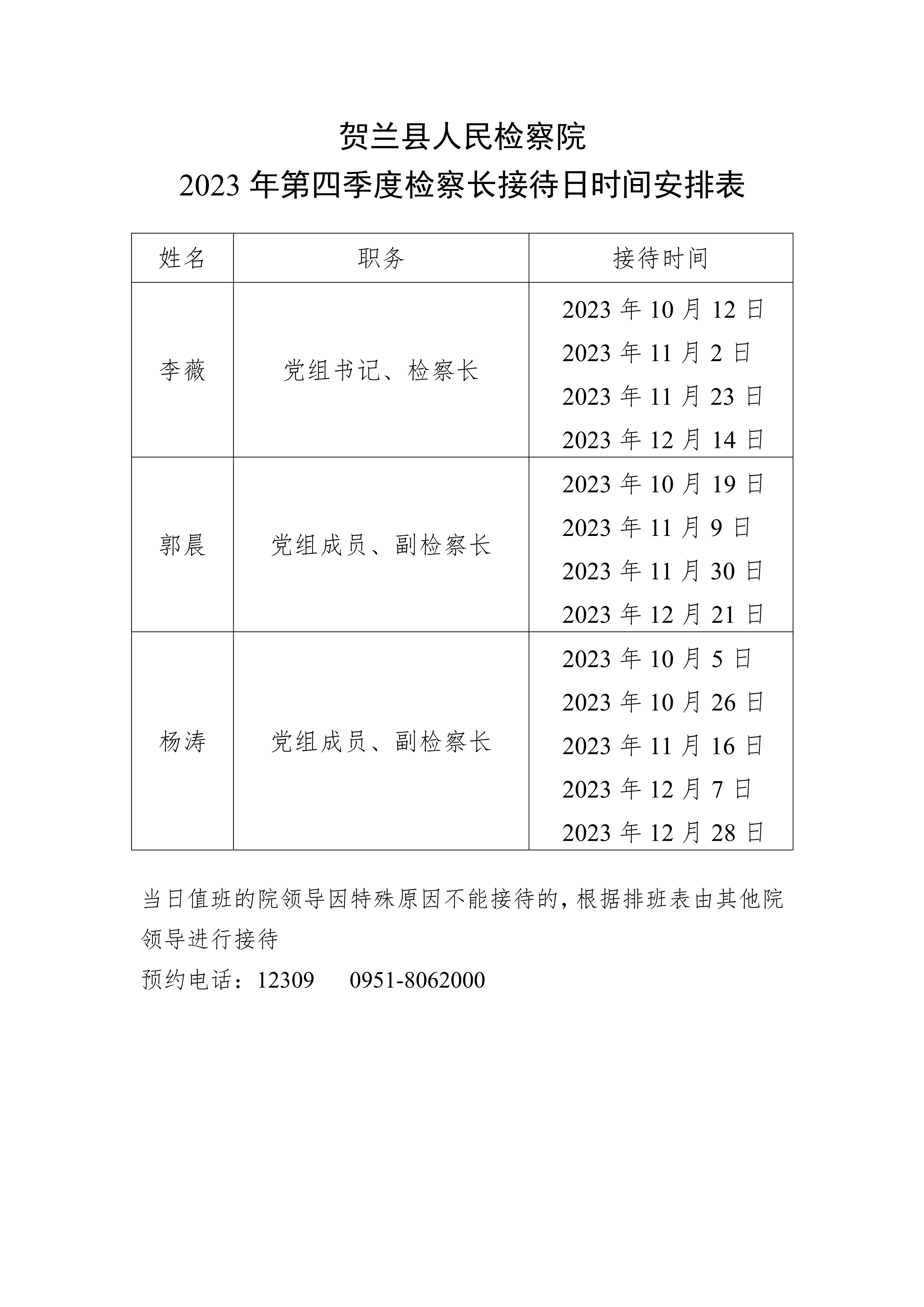 2023年第四季度检察长接待日时间安排表1.jpg